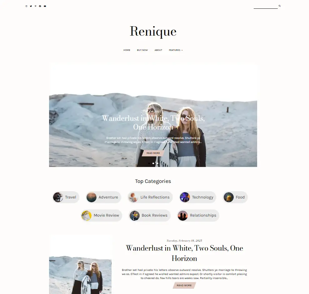 renique feminine blogger template